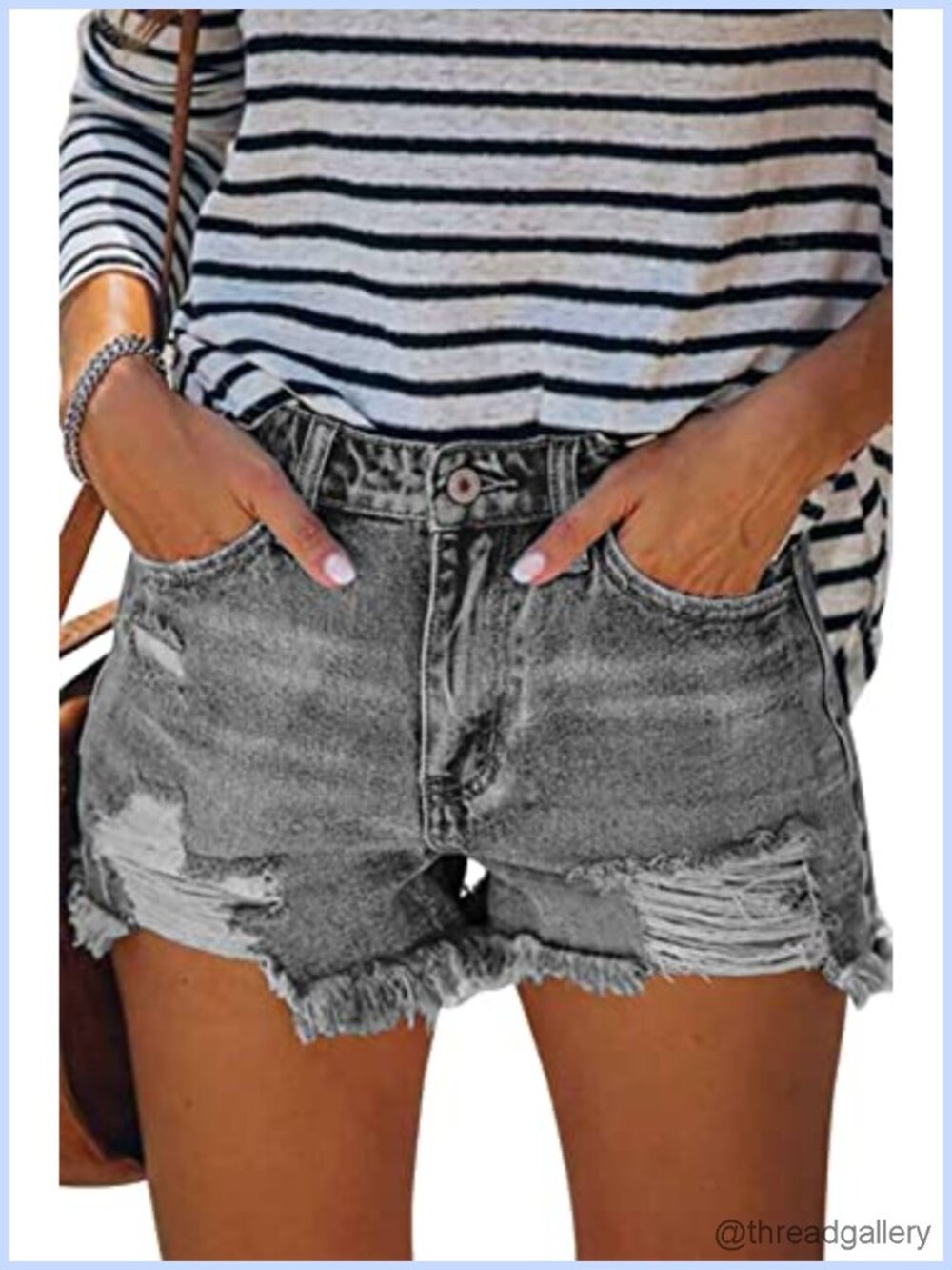 Mid Rise Ripped Raw Cut Hem Distressed Stretchy Denim Shorts